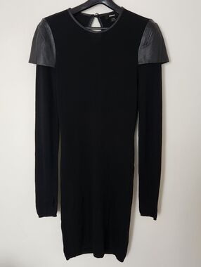 Rudsak Leather Shoulder Black Knit Dress XS